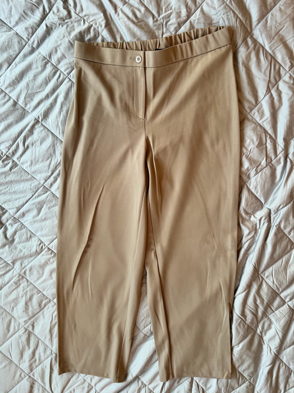 Eileen Fisher Women’s Beige Straight-Leg Lycocell Knit Dress Pants